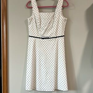 DBY - 11/12 pin up, black/white polka dot dress, midi